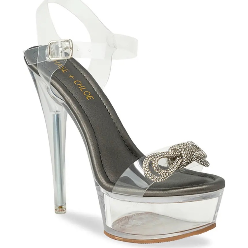 CHASE & CHLOE  clear platform heel